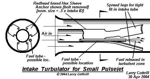 Experimental intake turbulator device - Drawing Copyright 2004 Larry Cottrill