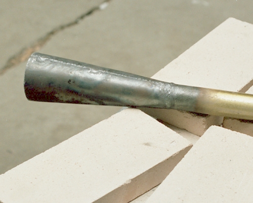 Finish weld joining the combustion chamber cone to the tailpipe tube (c) 2004 Larry Cottrill