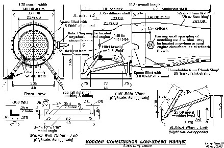 Scale drawing for 'Maggie Muggs', an experimental low-speed ramjet engine (c) 2003 Larry Cottrill