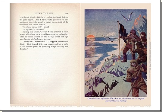 Diptych poster: Captain Nemo unfurled a black banner which bore an 'N' ... (with facing page)